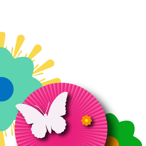 Light pink high heel shoe icon with pink butterfly and orange butterfly shadows