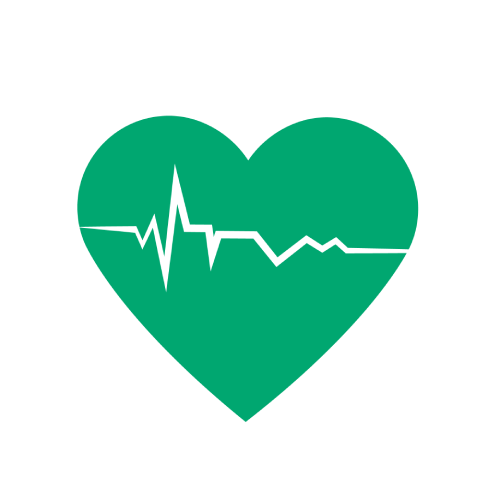 Light green broken heart icon with red flower and blue butterfly shadows