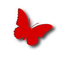 Light pink high heel shoe icon with pink butterfly and orange butterfly shadows