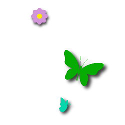 Light pink high heel shoe icon with pink butterfly and orange butterfly shadows